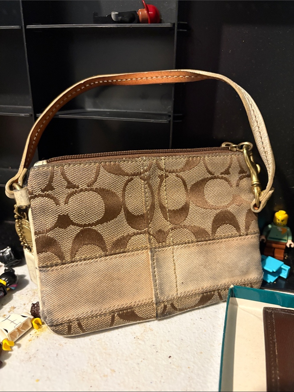 Coach Tan/Beige Signature Canvas Shoulder Bag and wallet